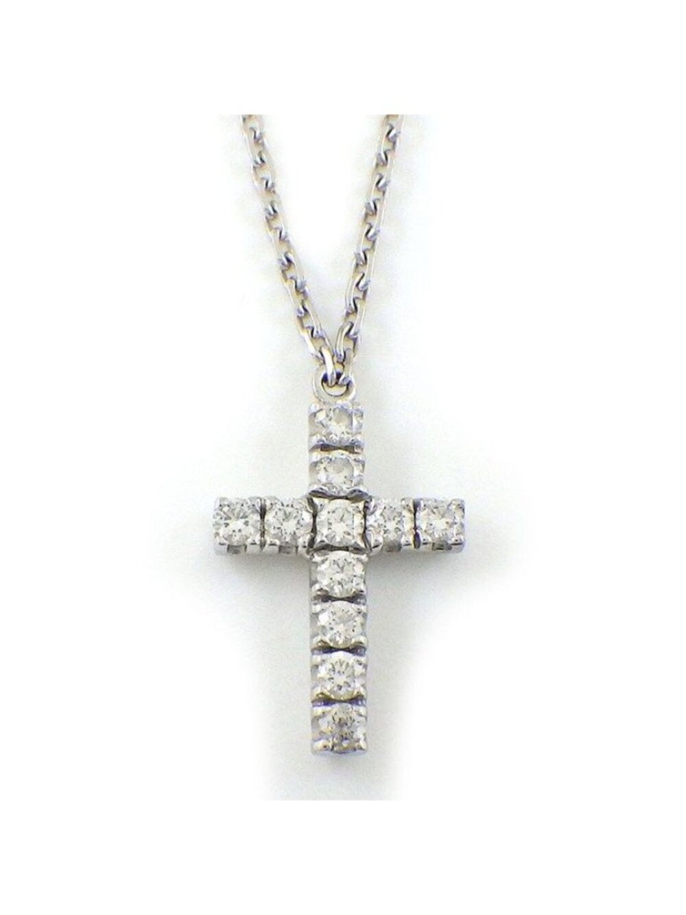 Cartier Necklace Symbol Cross Diamond Total 18K White Gold